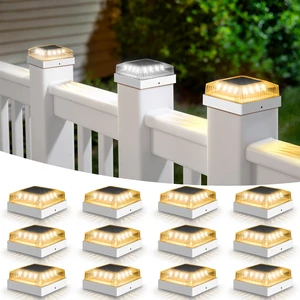 Solar Post Cap Lights for 4x4 Wood/Vinyl Fence Posts, 12-Pack 4x4 Post Solar Lights, IP65 Waterproof, 10-12 Hours of Illumination with 3 Lighting Modes for Garden/Patio/Porch, White Solar Post Cap Lights for 4x4 Wood/Vinyl Fence Posts, 12-Pack 4x4 Post Solar Lights, IP65 Waterproof, 10-12 Hours of Illumination with 3 Lighting Modes for Garden/Patio/Porch, White