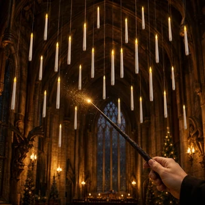 24 Pack Hanging Flameless Taper Candles with 2 Magic Wand Remotes, Battery Operated LED Floating Candles for Ceiling, Halloween Christmas Indoor Decor 24 Pack Hanging Flameless Taper Candles with 2 Magic Wand Remotes, Battery Operated LED Floating Candles for Ceiling, Halloween Christmas Indoor Decor