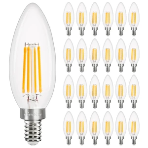 24 Pack E12 LED Light Bulb Dimmable 40W Equivalent 2700K Warm White Candelabra Type B Light Bulb Small Base for Chandelier, CRI85+ 120V, 400LM, 4W LED B11 for Ceiling Fan, Candle Light Bulb 24 Pack E12 LED Light Bulb Dimmable 40W Equivalent 2700K Warm White Candelabra Type B Light Bulb Small Base for Chandelier, CRI85+ 120V, 400LM, 4W LED B11 for Ceiling Fan, Candle Light Bulb