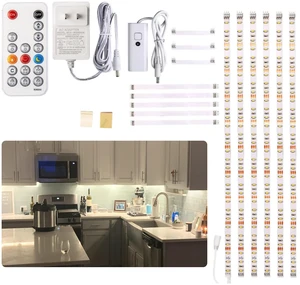 Under Cabinet Lights Kit, 20inch 6PCS LED Strip Bars with RF Remote 4000K Natural White,24W Adapter,1500LM,Hidden Super Bright Daylight for Kitchen Cabinet,Under Desk,Counter Lighting Under Cabinet Lights Kit, 20inch 6PCS LED Strip Bars with RF Remote 4000K Natural White,24W Adapter,1500LM,Hidden Super Bright Daylight for Kitchen Cabinet,Under Desk,Counter Lighting