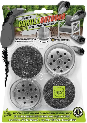 GorillaOutdoor Berber Furniture Feet Pads with Clear Sleeve Sock (4 Pack) Outdoor Furniture Sliders for Round & Square Legs, XL GorillaOutdoor Berber Furniture Feet Pads with Clear Sleeve Sock (4 Pack) Outdoor Furniture Sliders for Round & Square Legs, XL