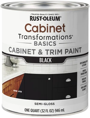 Cabinet Tranformations & Trim Paint, Black, Quart Cabinet paint, Smooth durable finish, Easy-clean coating, Quick dry formula, For cabinets and trim Cabinet Tranformations & Trim Paint, Black, Quart Cabinet paint, Smooth durable finish, Easy-clean coating, Quick dry formula, For cabinets and trim