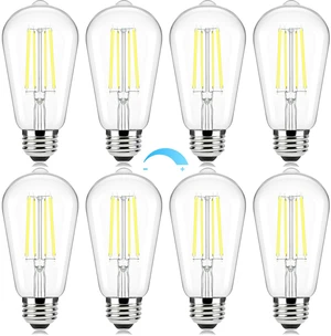 8 Pack Edison Light Bulbs 60W Equivalent, Dimmable Light Bulbs, 7W, 850LM Vintage E26 LED Bulb 5000K Daylight White, 90+CRI, ST58 Clear Glass Antique LED Filament Bulb for Porch 8 Pack Edison Light Bulbs 60W Equivalent, Dimmable Light Bulbs, 7W, 850LM Vintage E26 LED Bulb 5000K Daylight White, 90+CRI, ST58 Clear Glass Antique LED Filament Bulb for Porch