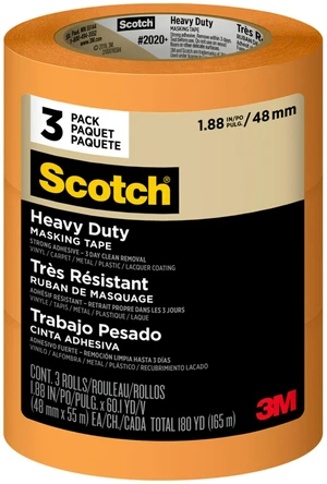 Heavy Duty Painter's Tape, 3 Rolls, 1.88 in x 60.1 yd, for Use On Vinyl, Carpet, Metal, & Plastic, Indoor & Outdoor Masking Tape, Bonds Aggressively, 3-Day Clean Removal (2020+-48EP3) Heavy Duty Painter's Tape, 3 Rolls, 1.88 in x 60.1 yd, for Use On Vinyl, Carpet, Metal, & Plastic, Indoor & Outdoor Masking Tape, Bonds Aggressively, 3-Day Clean Removal (2020+-48EP3)