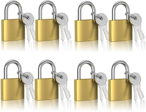8 Pcs Small Keyed Padlocks, 32mm, Gold, Compact, D Shape, Hardened Alloy, Securing Luggage, Gym Lockers 8 Pcs Small Keyed Padlocks, 32mm, Gold, Compact, D Shape, Hardened Alloy, Securing Luggage, Gym Lockers