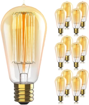 Vintage Incandescent Edison Light Bulbs, 60W, E26/E27 Base, 2100K Dimmable Decorative Lights, ST58 Style Warm Glow, Antique Squirrel Filament for Indoor and Outdoor Use - 12 Pack Vintage Incandescent Edison Light Bulbs, 60W, E26/E27 Base, 2100K Dimmable Decorative Lights, ST58 Style Warm Glow, Antique Squirrel Filament for Indoor and Outdoor Use - 12 Pack