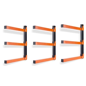 Wall Mount Wood Organizer and Lumber Storage Rack with 3-Level Garage Metal Wood Storage Rack for Indoor & Outdoor Use, Orange 3 Pack Wall Mount Wood Organizer and Lumber Storage Rack with 3-Level Garage Metal Wood Storage Rack for Indoor & Outdoor Use, Orange 3 Pack