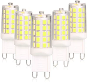 G9 LED Bulb Dimmable 4W 6000K Cool White 5 Pack 120V 40WEqv T4 G9 Bi-pin Base Halogen Replacement No Flicker 450LM Ideal for Garage, Basement, Hallway, High-Brightness Areas G9 LED Bulb Dimmable 4W 6000K Cool White 5 Pack 120V 40WEqv T4 G9 Bi-pin Base Halogen Replacement No Flicker 450LM Ideal for Garage, Basement, Hallway, High-Brightness Areas