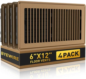 Floor Register Fits 6x12 or 12x6 Duct Opening, 4 Pack Brown Floor Vents Heavy Duty Walkable Floor Vent Covers, Adjustable Airflow HVAC Air Vents, Steel Rust-Proof Vent Covers for Home & Office Floor Register Fits 6x12 or 12x6 Duct Opening, 4 Pack Brown Floor Vents Heavy Duty Walkable Floor Vent Covers, Adjustable Airflow HVAC Air Vents, Steel Rust-Proof Vent Covers for Home & Office