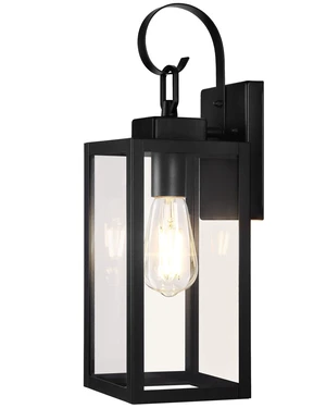 16.5" Large Outdoor Wall Light Fixture, Modern Porch Sconce, Black Waterproof, Rust-Resistant, Durable Metal with Clear Glass, Standard E26 Socket, Easy to Install 16.5" Large Outdoor Wall Light Fixture, Modern Porch Sconce, Black Waterproof, Rust-Resistant, Durable Metal with Clear Glass, Standard E26 Socket, Easy to Install