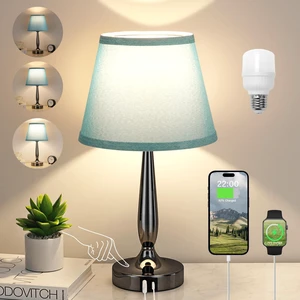 Touch Bedside Lamp for Bedroom with USB C Port, Small Touch Table Lamp with 2 USB Charging Ports, 3 Way Dimmable Nightstand Lamp for Living Room and Office - Turquoise Blue (LED Bulb Included) Touch Bedside Lamp for Bedroom with USB C Port, Small Touch Table Lamp with 2 USB Charging Ports, 3 Way Dimmable Nightstand Lamp for Living Room and Office - Turquoise Blue (LED Bulb Included)
