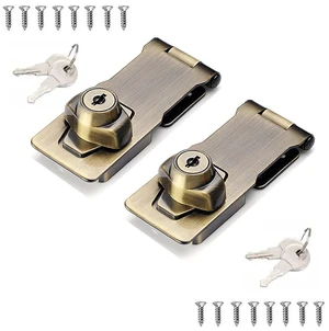 2 Packs Keyed Hasp Locks Twist Knob Keyed Locking Hasp for Small Doors, Cabinets and More,Stainless Steel Steel, Hasp Lock Catch Latch Safety Lock Door Lock with Keys (4inch, Bronze) 2 Packs Keyed Hasp Locks Twist Knob Keyed Locking Hasp for Small Doors, Cabinets and More,Stainless Steel Steel, Hasp Lock Catch Latch Safety Lock Door Lock with Keys (4inch, Bronze)