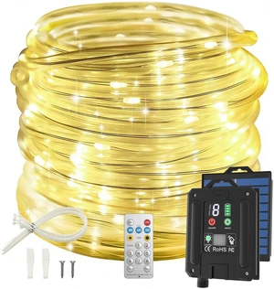 Solar Rope Lights, 66FT 200LED Outdoor Christmas Fairy Light (Warm White) Type C & Solar, With Remote, Waterproof, Timing, 8 Modes, for for Garden Patio Porch Pool, Warm Christmas Decoration Solar Rope Lights, 66FT 200LED Outdoor Christmas Fairy Light (Warm White) Type C & Solar, With Remote, Waterproof, Timing, 8 Modes, for for Garden Patio Porch Pool, Warm Christmas Decoration