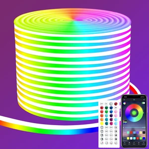 50ft RGB LED neon Rope Lights LED neon Lights with Remote Control/APP Control IP65 Waterproof Flexible Neon LED Strip Lights for Bedroom Room Outdoors Décor 50ft RGB LED neon Rope Lights LED neon Lights with Remote Control/APP Control IP65 Waterproof Flexible Neon LED Strip Lights for Bedroom Room Outdoors Décor