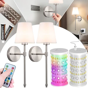 Peel and Stick Wall Sconces, Stick On Wall Sconce Set of 2, Battery Operated Wireless Wall Light, No Drill Adhesive Wall Lamp, Corn Bulb with 10000mAh Rechargeable Battery, Bedroom Wall Decor Peel and Stick Wall Sconces, Stick On Wall Sconce Set of 2, Battery Operated Wireless Wall Light, No Drill Adhesive Wall Lamp, Corn Bulb with 10000mAh Rechargeable Battery, Bedroom Wall Decor