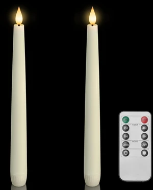 2 Pcs Waxy Flameless Taper Candles with Remote, Flickering Battery Operated Taper Candle, Led Flameless Candlesticks Classic Tall Candles for Home, Wedding, Party, Ivory, 9.6 inches 2 Pcs Waxy Flameless Taper Candles with Remote, Flickering Battery Operated Taper Candle, Led Flameless Candlesticks Classic Tall Candles for Home, Wedding, Party, Ivory, 9.6 inches