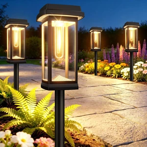 Solar Pathway Lights Outdoor, 4 Pack Upgraded Solar Garden Lights Solar Powered, Solar Lights Outdoor Waterproof IP65, 15 Hours Outdoor Solar Lights for Yard Patio Landscape Walkway Driveway Decor Solar Pathway Lights Outdoor, 4 Pack Upgraded Solar Garden Lights Solar Powered, Solar Lights Outdoor Waterproof IP65, 15 Hours Outdoor Solar Lights for Yard Patio Landscape Walkway Driveway Decor