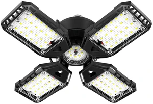 LED Garage Lights 1 Pack -120W, 12000LM 6500K Led Shop Light with 4+1 Deformable Panels, Basement Barn Light Garages Ceiling Lights, E26/E27 for Garage, Warehouse, Shop LED Garage Lights 1 Pack -120W, 12000LM 6500K Led Shop Light with 4+1 Deformable Panels, Basement Barn Light Garages Ceiling Lights, E26/E27 for Garage, Warehouse, Shop