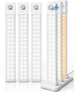 6 Pack LED Under Cabinet Lights Wireless with Charging Station, 11.8'' Motion Sensor Light Indoor, 1100mAh Rechargeable, 3 Color Temperatures, Dimmable Closet Lights for Pantry, Hallway, Stair 6 Pack LED Under Cabinet Lights Wireless with Charging Station, 11.8'' Motion Sensor Light Indoor, 1100mAh Rechargeable, 3 Color Temperatures, Dimmable Closet Lights for Pantry, Hallway, Stair
