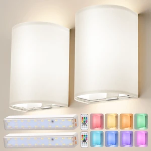 Wall Sconces Battery Operated Wireless Wall Sconces Set of Two Battery Operated Magnetic Lamp Rechargeable Lights Dimmable with 16 RGB Walls Decor with Remote Timer for Bedroom Living Room Wall Sconces Battery Operated Wireless Wall Sconces Set of Two Battery Operated Magnetic Lamp Rechargeable Lights Dimmable with 16 RGB Walls Decor with Remote Timer for Bedroom Living Room