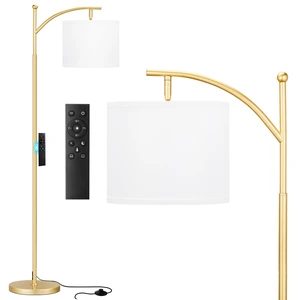 60" Floor Lamp with Remote and Stepless Dimmable Bulb, Gold Pole Colors Temperature and Brightness Adjustable, Foot Switch, Remote Control, White Shade, Modern Floor Lamp for Living Room 60" Floor Lamp with Remote and Stepless Dimmable Bulb, Gold Pole Colors Temperature and Brightness Adjustable, Foot Switch, Remote Control, White Shade, Modern Floor Lamp for Living Room