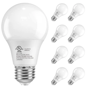 8 Pack A19 LED Light Bulbs 3000K, 60 Watt Equivalent Soft Warm White 9W Energy Efficient, E26 Standard Base 120V, 800 Lumen, Non-Dimmable, UL Listed Type A Lamp for Bedroom Bathroom Indoor 8 Pack A19 LED Light Bulbs 3000K, 60 Watt Equivalent Soft Warm White 9W Energy Efficient, E26 Standard Base 120V, 800 Lumen, Non-Dimmable, UL Listed Type A Lamp for Bedroom Bathroom Indoor