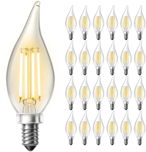 Chandelier Light Bulbs, Candelabra Light Bulbs 40 Watt Equivalent E12 LED Bulb Dimmable, 2700K Soft Warm White, 4.5W 400LM, Flame Tip Vintage Candle Light Bulb, 24 Pack Chandelier Light Bulbs, Candelabra Light Bulbs 40 Watt Equivalent E12 LED Bulb Dimmable, 2700K Soft Warm White, 4.5W 400LM, Flame Tip Vintage Candle Light Bulb, 24 Pack