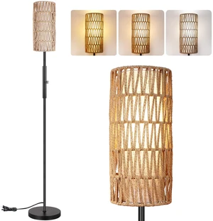 Boho Floor Lamp for Living Room with 3 Color Temperatures LED Bulb, Standing Lamp Tall Lamp Reading for Bedroom, Office, Kids Room (9W LED Bulb, Rattan & Fabric Shades Included) Boho Floor Lamp for Living Room with 3 Color Temperatures LED Bulb, Standing Lamp Tall Lamp Reading for Bedroom, Office, Kids Room (9W LED Bulb, Rattan & Fabric Shades Included)