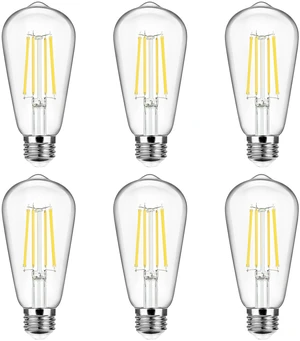 6-Pack Vintage LED Edsion Bulbs 100W Equivalent, E26 Base Bulb 8W 5000K Non-dimmable, 1400LM High Brightness, LED Filament, High CRI, Medium Base, Antique Decorative Clear Glass 6-Pack Vintage LED Edsion Bulbs 100W Equivalent, E26 Base Bulb 8W 5000K Non-dimmable, 1400LM High Brightness, LED Filament, High CRI, Medium Base, Antique Decorative Clear Glass