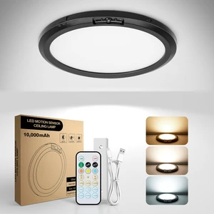 10000mAh Rechargeable Ceiling Light Black Waterproof Shower Lights Wireless Motion Sensor Light Indoor 3000K/4000K/6000K Dimmable, Magnetic LED Lights with Remote No Wiring for Closet Bathroom 10000mAh Rechargeable Ceiling Light Black Waterproof Shower Lights Wireless Motion Sensor Light Indoor 3000K/4000K/6000K Dimmable, Magnetic LED Lights with Remote No Wiring for Closet Bathroom
