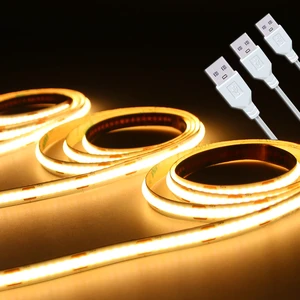 COB LED Strip Lights, 3000K Warm White, 5V USB 3 Pack (3.28FT/1M) 5W LED Small Strip, Not Dimmable, Flexible, For Indoor Home DIY TV Room Decor COB LED Strip Lights, 3000K Warm White, 5V USB 3 Pack (3.28FT/1M) 5W LED Small Strip, Not Dimmable, Flexible, For Indoor Home DIY TV Room Decor