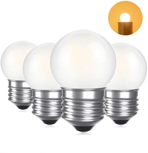 G40 1.5w Low Wattage Led Bulb Equal 15 Watt E26 Small Edison Bulbs Standard E26 Base G14 Small Low Power Light Bulb, Frosted, Warm White 2700k, CRI 90+, 150lm, Pack of 4 G40 1.5w Low Wattage Led Bulb Equal 15 Watt E26 Small Edison Bulbs Standard E26 Base G14 Small Low Power Light Bulb, Frosted, Warm White 2700k, CRI 90+, 150lm, Pack of 4
