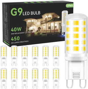 12 Pack G9 LED Bulb 4W, 40 Watt Equivalent Halogen Bulb,6000K Daylight Chandelier Light Bulbs, T4 G9 Bi-pin Base for Crystal Chandelier Home Lighting, 360 Degree Angle, 120V, Non-dimmable 12 Pack G9 LED Bulb 4W, 40 Watt Equivalent Halogen Bulb,6000K Daylight Chandelier Light Bulbs, T4 G9 Bi-pin Base for Crystal Chandelier Home Lighting, 360 Degree Angle, 120V, Non-dimmable