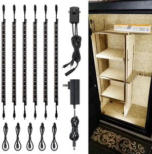 6pcs 12 Inch LED Safe Lighting Kit, Motion Sensor, 3000K UL Power Adapter, Input 100-240V, Linkable Gun Safe Light Bars, 900LM, for Under Cabinet Locker Closet Showcase, Warm White 6pcs 12 Inch LED Safe Lighting Kit, Motion Sensor, 3000K UL Power Adapter, Input 100-240V, Linkable Gun Safe Light Bars, 900LM, for Under Cabinet Locker Closet Showcase, Warm White