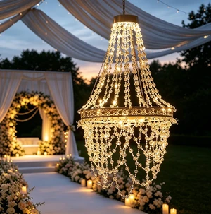 Solar Hanging Crystal Chandelier Outdoor Decorative Garden Light Acrylic crystals with 54 warm LEDs powerful solar battery for elegant, waterproof garden gazebo, party, wedding, tree decor Solar Hanging Crystal Chandelier Outdoor Decorative Garden Light Acrylic crystals with 54 warm LEDs powerful solar battery for elegant, waterproof garden gazebo, party, wedding, tree decor