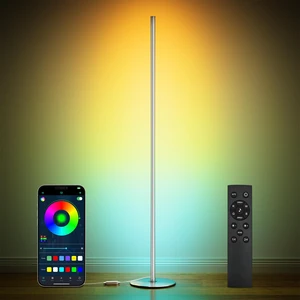 Smart RGB+IC Corner Floor Lamp,Ambient Lighting Color Changing Standing Lamp with 16 Million DIY Colors and Music Mode, App and Remote, Bright LED Tall Lamp for Living Room,Bedroom,Gaming Room Silver Smart RGB+IC Corner Floor Lamp,Ambient Lighting Color Changing Standing Lamp with 16 Million DIY Colors and Music Mode, App and Remote, Bright LED Tall Lamp for Living Room,Bedroom,Gaming Room Silver
