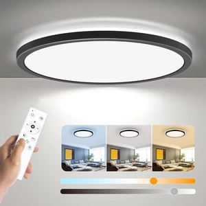 Dimmable LED Flush Mount Ceiling Light Fixture with Remote Control, 12Inch 3000K-6500K Light Color Adjustable, Modern Ultra-Thin Ceiling Lamp for Bedroom Kitchen, Wired Dimmable LED Flush Mount Ceiling Light Fixture with Remote Control, 12Inch 3000K-6500K Light Color Adjustable, Modern Ultra-Thin Ceiling Lamp for Bedroom Kitchen, Wired