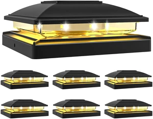 Black Solar Post Cap Lights, Warm White Fence Lights 6 Pack Solar powered waterproof lamps fit 4x4/6x6 wooden & 4x4/5x5 vinyl posts for garden, patio, porch and backyard use Black Solar Post Cap Lights, Warm White Fence Lights 6 Pack Solar powered waterproof lamps fit 4x4/6x6 wooden & 4x4/5x5 vinyl posts for garden, patio, porch and backyard use