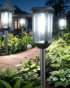 Solar Pathway Lights Outdoor 4 Pack, Bright Solar Garden Lights IP65 Waterproof Shatterproof, Auto On/Off Landscape Lighting for Yard Lawn Patio Walkway Driveway Decor 6500K Solar Pathway Lights Outdoor 4 Pack, Bright Solar Garden Lights IP65 Waterproof Shatterproof, Auto On/Off Landscape Lighting for Yard Lawn Patio Walkway Driveway Decor 6500K