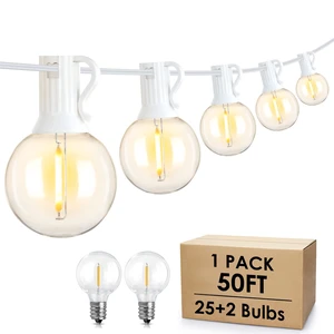 50Ft Outdoor String Lights, G40 Globe Patio Lights with 25+2 Waterproof Shatterproof LED Bulbs for Balcony Porch Bistro Deck-White Wire 50Ft Outdoor String Lights, G40 Globe Patio Lights with 25+2 Waterproof Shatterproof LED Bulbs for Balcony Porch Bistro Deck-White Wire