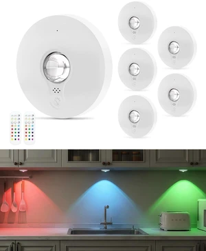 RGB Rechargeable Puck Lights with Remote Control, 1500mAh Battery Operated Tap Lights, Dimmer & Timer Under Cabinet, Wireless LED Stick-On for Closet, Bedroom, Kitchen - White 6Pcs RGB Rechargeable Puck Lights with Remote Control, 1500mAh Battery Operated Tap Lights, Dimmer & Timer Under Cabinet, Wireless LED Stick-On for Closet, Bedroom, Kitchen - White 6Pcs