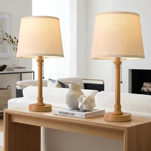 19.5" Wood Grain Rustic Table Lamps Set of 2 for Living Room Bedroom Pull Chain Switch Bedside Table Lamps, White Linen Shade, Small Desk Lamp for Living Room, Bedroom, Home Office, Nursery 19.5" Wood Grain Rustic Table Lamps Set of 2 for Living Room Bedroom Pull Chain Switch Bedside Table Lamps, White Linen Shade, Small Desk Lamp for Living Room, Bedroom, Home Office, Nursery