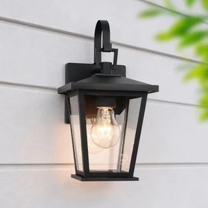 Outdoor Light Fixtures Wall Mount, Waterproof Exterior Wall Lanterns with Glass, Matte Black, Outside Wall Sconces, Front Porch Lighting for House Garage Doorway Patio 12.5 in Outdoor Light Fixtures Wall Mount, Waterproof Exterior Wall Lanterns with Glass, Matte Black, Outside Wall Sconces, Front Porch Lighting for House Garage Doorway Patio 12.5 in