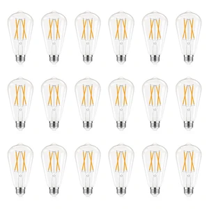 Dimmable Edison Bulbs 2700K Warm White, E26 LED Bulb 60 watt Equivalent ST58 Vintage Light Bulbs, 600LM, 90+ CRI, E26 Base, Clear Glass, 18 Pack Dimmable Edison Bulbs 2700K Warm White, E26 LED Bulb 60 watt Equivalent ST58 Vintage Light Bulbs, 600LM, 90+ CRI, E26 Base, Clear Glass, 18 Pack