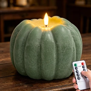 Fall Decorations for Home, Large Flameless Pumpkin Candle, Sage Green Sage Green and Fall Decor for Home, Room, Kitchen, Table, House, Wax, Remote and Timer, Battery Operated, 5.31" W, 5.1" H Fall Decorations for Home, Large Flameless Pumpkin Candle, Sage Green Sage Green and Fall Decor for Home, Room, Kitchen, Table, House, Wax, Remote and Timer, Battery Operated, 5.31" W, 5.1" H