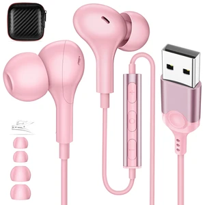 USB Earbuds with Microphone for PC Laptop,Wired USBA Headset,Pink in Ear Buds Noise Isolating Light Laptop Earphones,Headphones with Mic for Dell HP Computer PC Office Zoom Work Gaming School USB Earbuds with Microphone for PC Laptop,Wired USBA Headset,Pink in Ear Buds Noise Isolating Light Laptop Earphones,Headphones with Mic for Dell HP Computer PC Office Zoom Work Gaming School