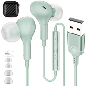USB Earbuds with Microphone for PC Laptop,Wired USBA Headset,Green in Ear Buds Noise Isolating Light Laptop Earphones,Headphones with Mic for Dell HP Computer PC Office Zoom Work Gaming School USB Earbuds with Microphone for PC Laptop,Wired USBA Headset,Green in Ear Buds Noise Isolating Light Laptop Earphones,Headphones with Mic for Dell HP Computer PC Office Zoom Work Gaming School