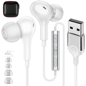 USB Earbuds with Microphone for PC Laptop,Wired USBA Headset,White in Ear Buds Noise Isolating Light Laptop Earphones,Headphones with Mic for Dell HP Computer PC Office Zoom Work Gaming School USB Earbuds with Microphone for PC Laptop,Wired USBA Headset,White in Ear Buds Noise Isolating Light Laptop Earphones,Headphones with Mic for Dell HP Computer PC Office Zoom Work Gaming School