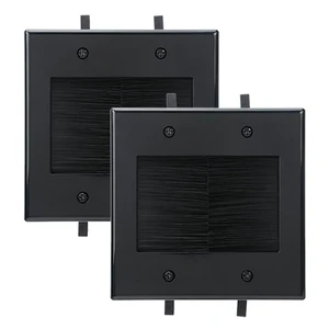 2 Gang Wall Plate, Black Brush Wall Plate with Built-in Low Voltage Mounting Bracket for Cables Pass Through in-Wall (Pack of 2) 2 Gang Wall Plate, Black Brush Wall Plate with Built-in Low Voltage Mounting Bracket for Cables Pass Through in-Wall (Pack of 2)