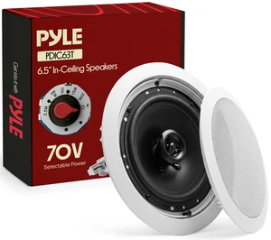 6.5 Inch Ceiling Mount Speaker - 70V Transformer - 500W Commercial, Restaurant Audio, Surround Sound, Flush Design, In-Wall Installation - PDIC63T - 1pc (White) 6.5 Inch Ceiling Mount Speaker - 70V Transformer - 500W Commercial, Restaurant Audio, Surround Sound, Flush Design, In-Wall Installation - PDIC63T - 1pc (White)